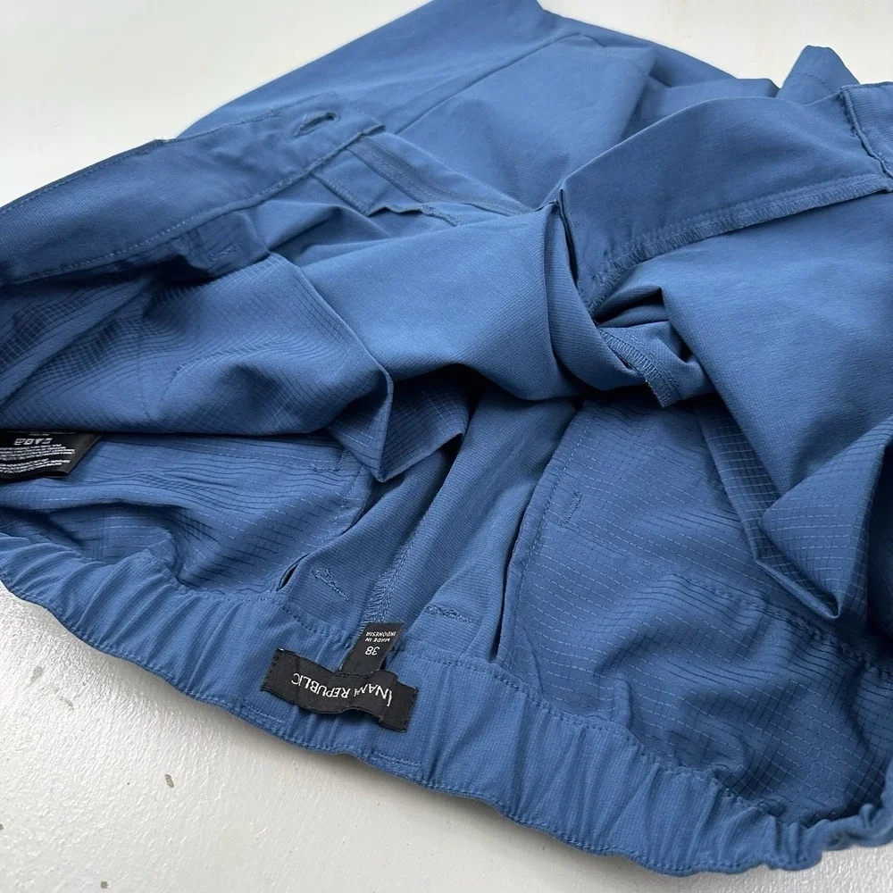 Banana‎ Republic Performance Golf Shorts Men 38x10 Blue Stretch Elastic Waist
